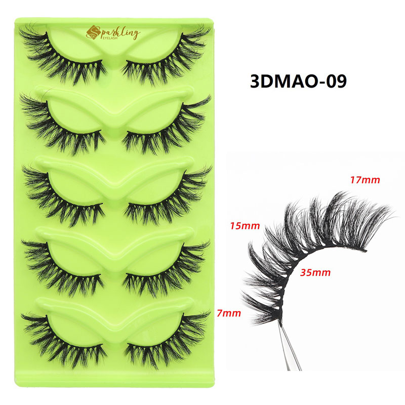 5 ຄູ່ Wispy Cat Eye Lashes
