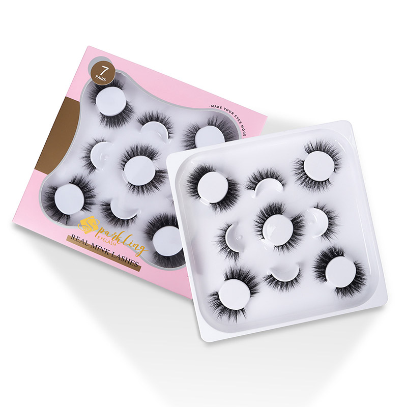 7 Pairs 3D False Eyelashes ເປັນທໍາມະຊາດເບິ່ງຂົນຕາປອມ Wispy