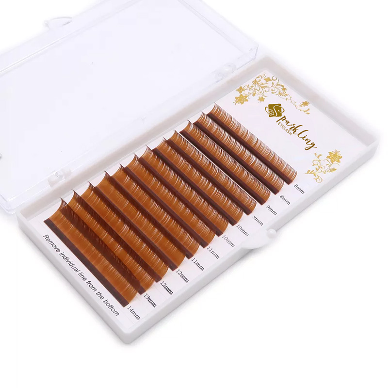 Color Eyelashes Extensions Mink ຄວາມຍາວປະສົມໃນຖາດດຽວ (c Curl 0.07mm 7-15mix)