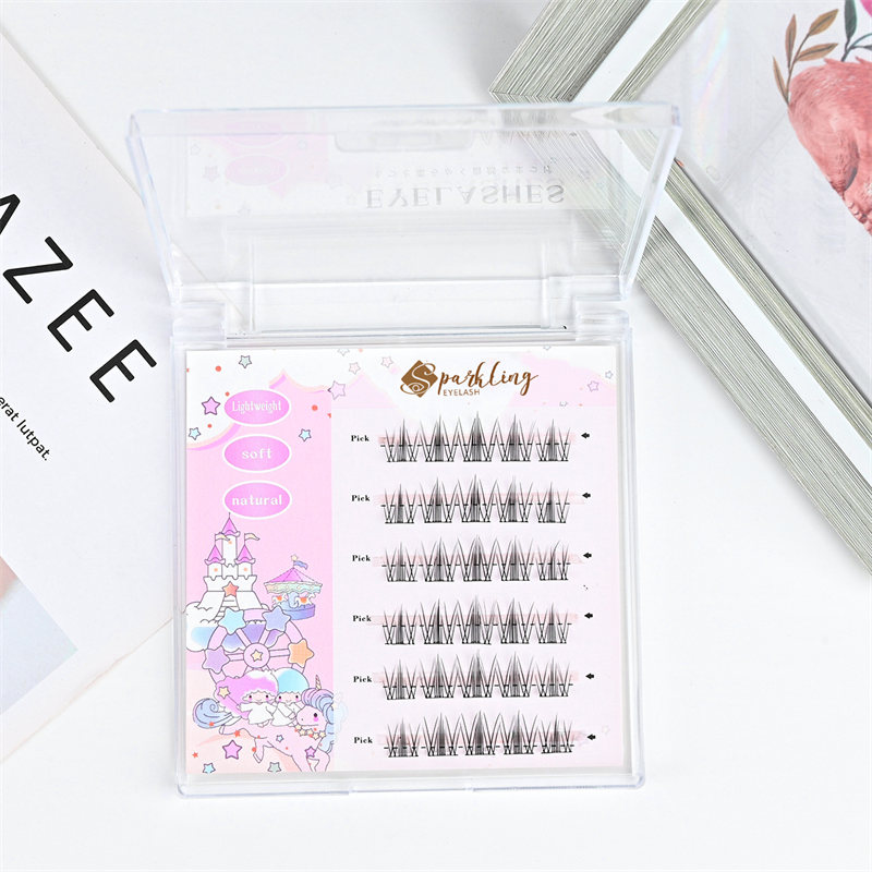 Pre Glued DIY ກົດໃສ່ Cluster Eyelash Extension